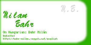 milan bahr business card